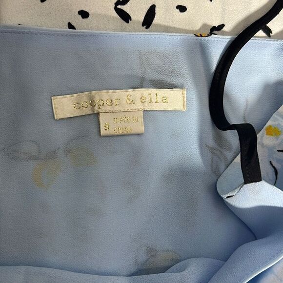 Cooper & Ella Women's Sleeveless Floral Ruffled Accent Blue Mini Dress Size S NW - Picture 8 of 13